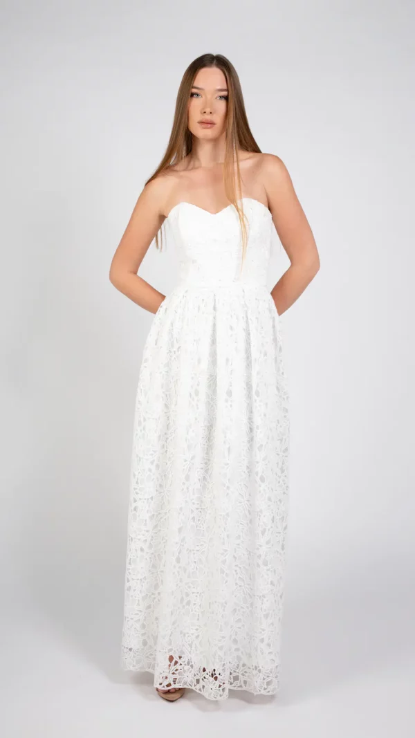 013804 שמלת ערב לבנה דגם גיפיור